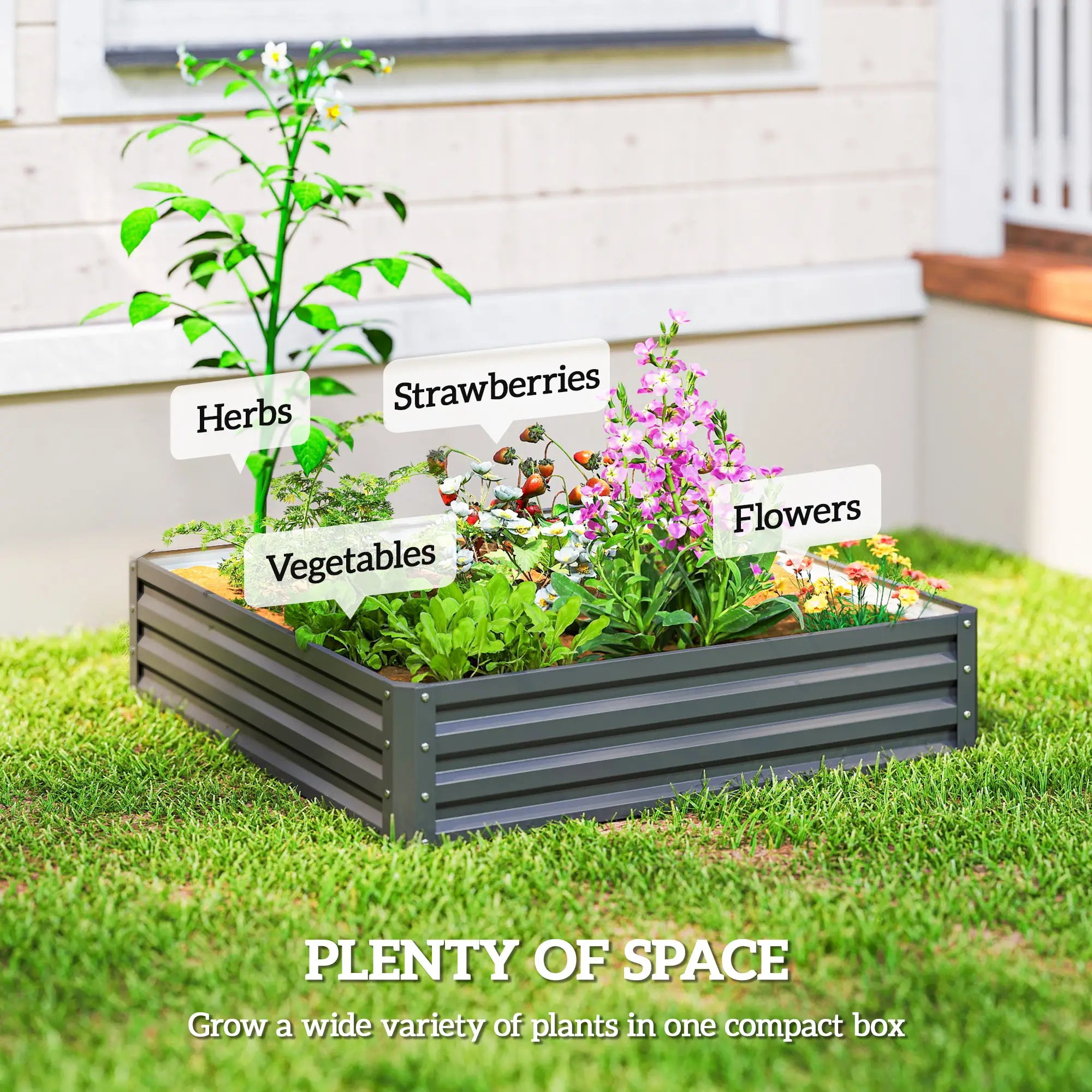 4' x 4' x 1' Galvanized Steel Raised Garden Bed, Light Grey Galvanized Planter Boxes at Gallery Canada