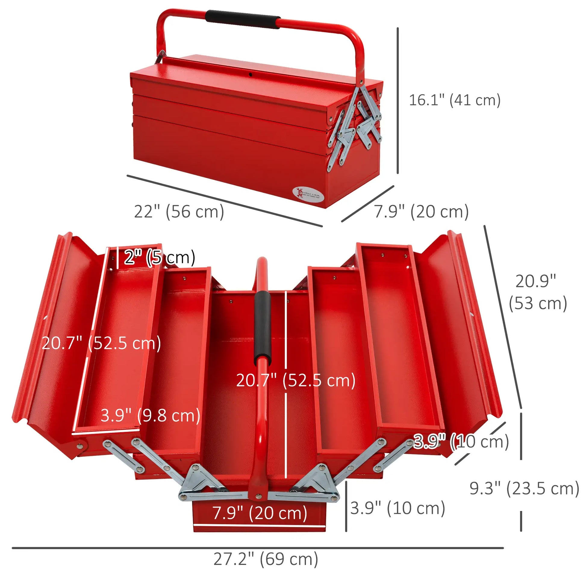 22" Metal Tool Box, 5-Tray Cantilever Steel Chest, Red Tool Organizers at Gallery Canada