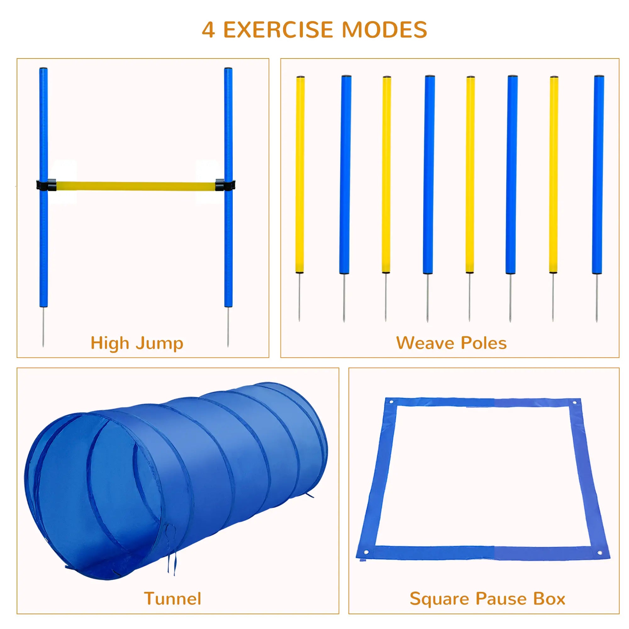 Dog Agility Starter Kit, Outdoor Training Set, Tunnel, 8 Weave Poles, High Jumper Dog Agility Training Equipment at Gallery Canada