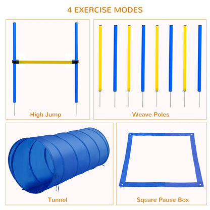 Dog Agility Starter Kit, Outdoor Training Set, Tunnel, 8 Weave Poles, High Jumper Dog Agility Training Equipment at Gallery Canada