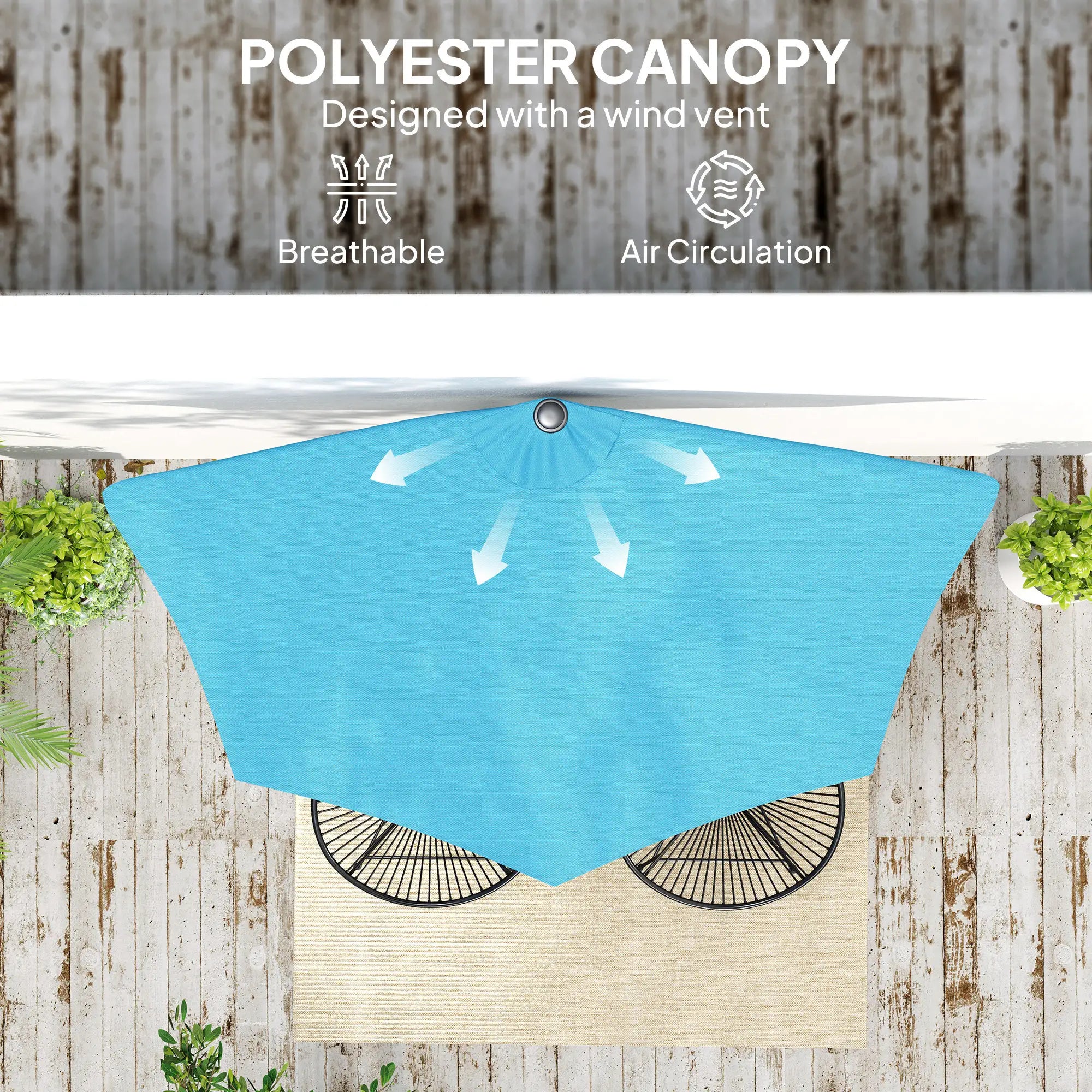 9ft Half Round Umbrella, 5 Ribs, Patio Garden Sun Shade, Light Blue Half Round Umbrellas at Gallery Canada