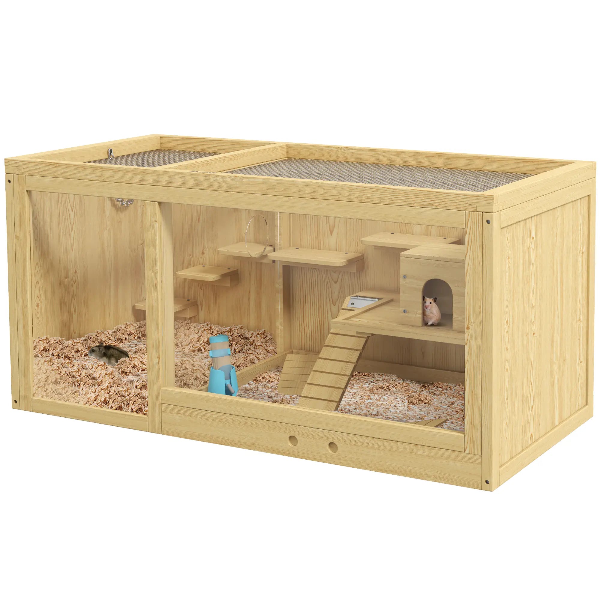 Large Wooden Hamster Cage, Multi-Layer Habitat with Pull-Out Tray Hamster Cages at Gallery Canada