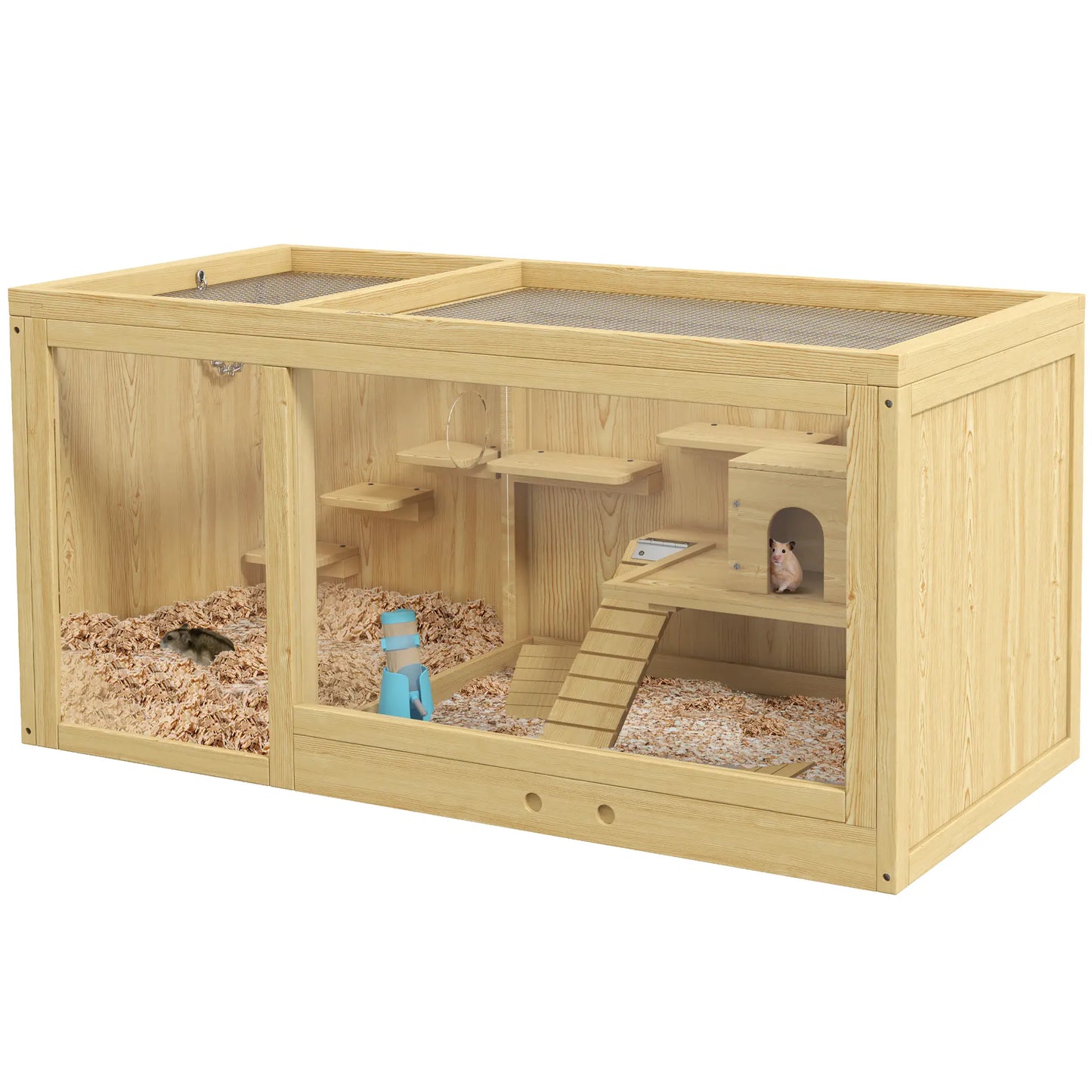 Large Wooden Hamster Cage, Multi-Layer Habitat with Pull-Out Tray Hamster Cages at Gallery Canada