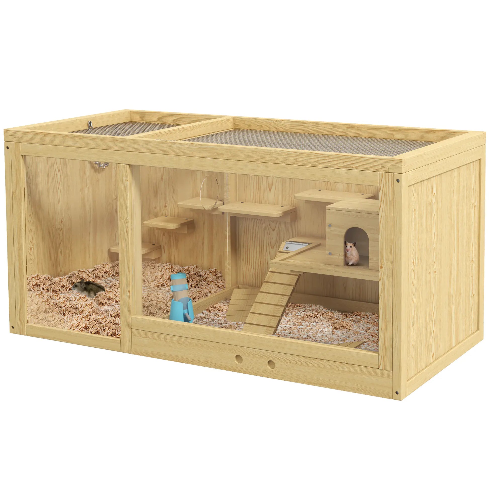 Large Wooden Hamster Cage, Multi-Layer Habitat with Pull-Out Tray Hamster Cages at Gallery Canada