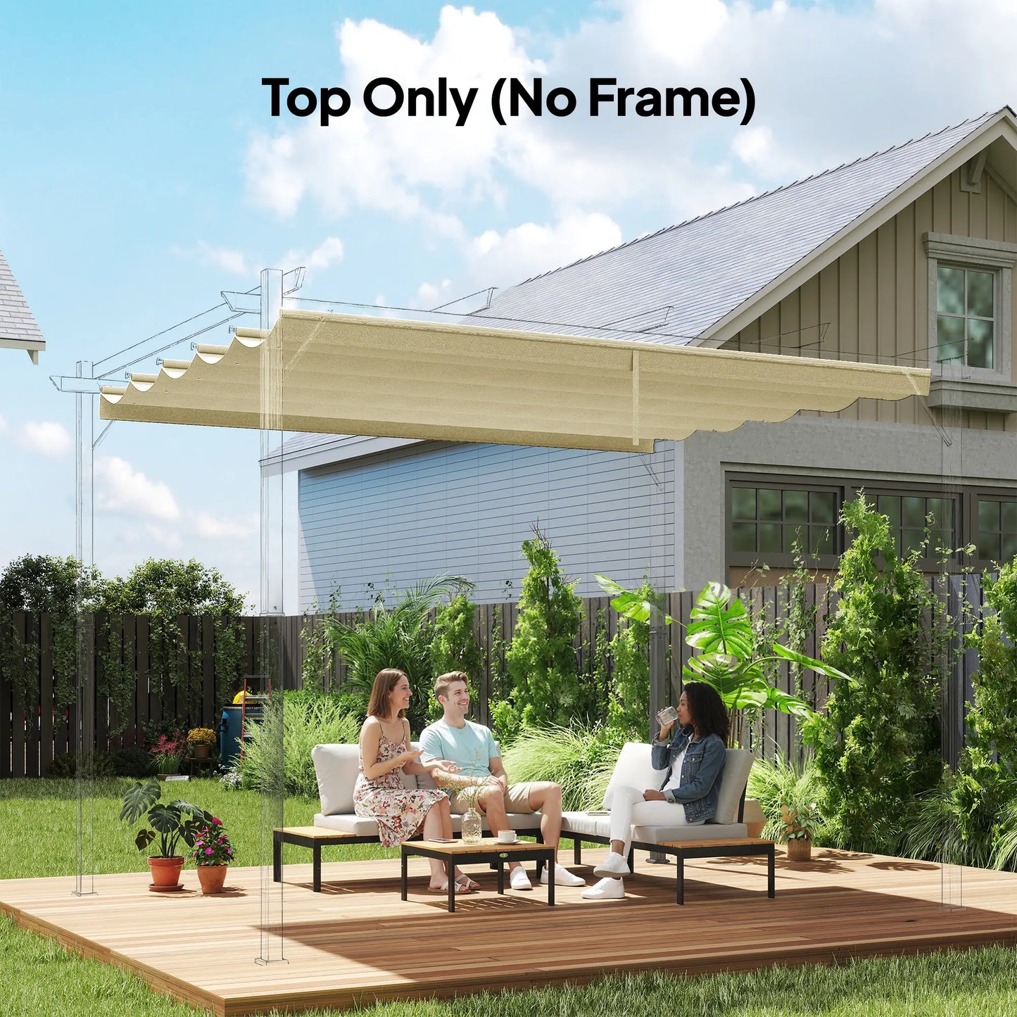 Retractable Pergola Canopy Cover, 10' x 13', Cream White Gazebo Canopy Replacement at Gallery Canada