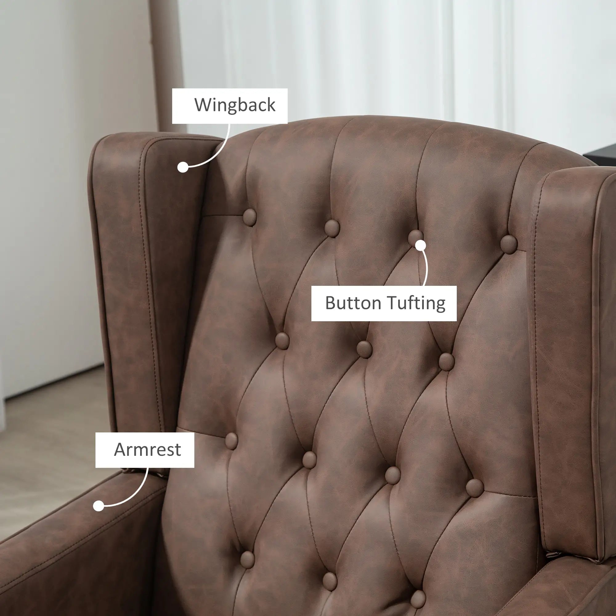 Faux Leather Armchair, Modern Accent Chair, Thick Padding, Brown Accent Chairs at Gallery Canada