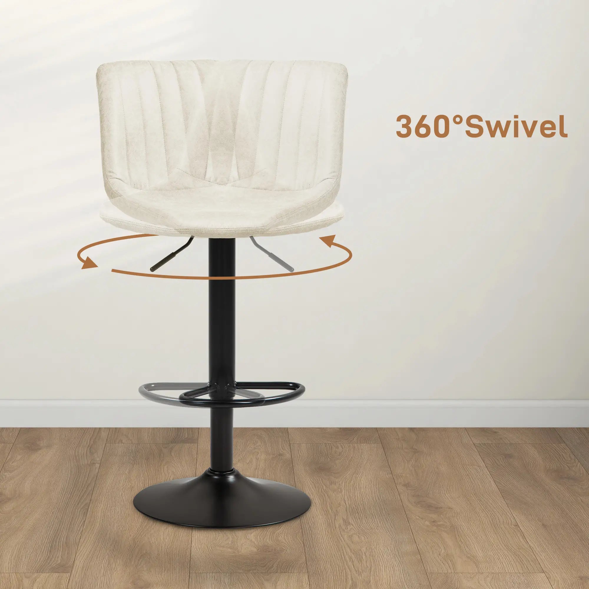 Counter Height Bar Stools Set of 2, Adjustable Height Bar Chairs with Swivel Seat, Leathaire Upholstery Bar Stools at Gallery Canada