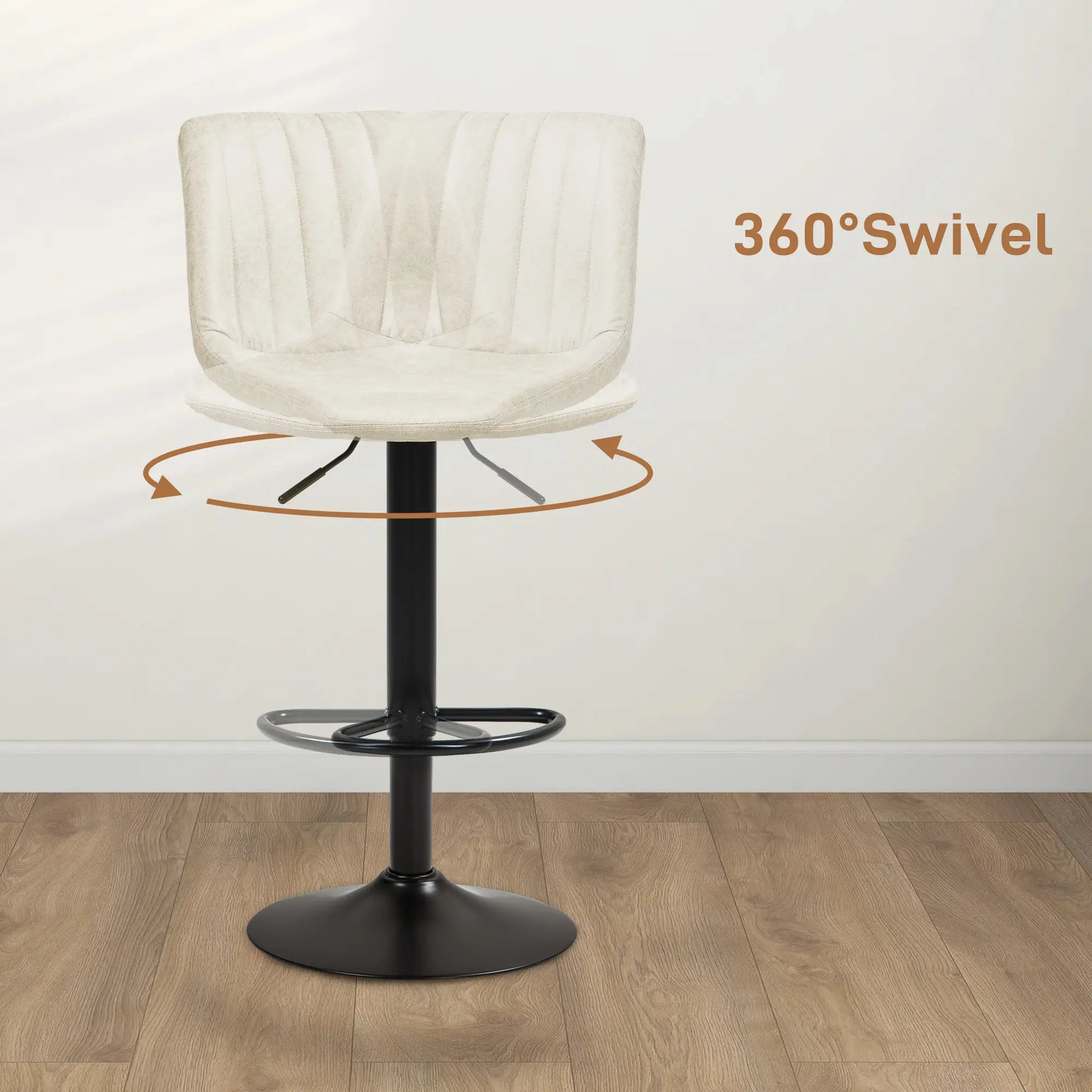 Counter Height Bar Stools Set of 2, Adjustable Height Bar Chairs with Swivel Seat, Leathaire Upholstery Bar Stools at Gallery Canada