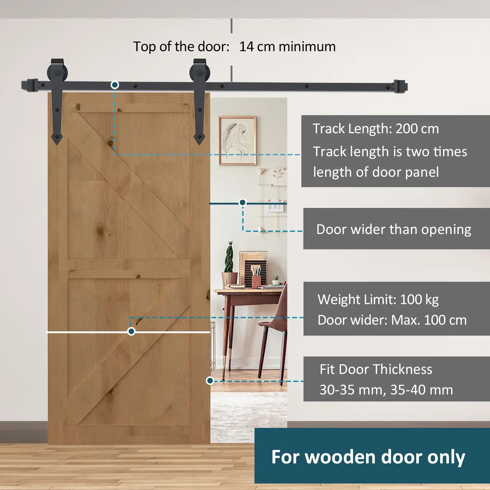 6.6FT Sliding Barn Door Track Kit, Heavy Duty, Fits 39" Door, Brown Door Hardware at Gallery Canada