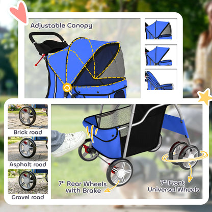 Foldable Pet Stroller, 360° Swivel Wheels, Reflective Strips, Blue Dog Bike Trailers & Strollers at Gallery Canada