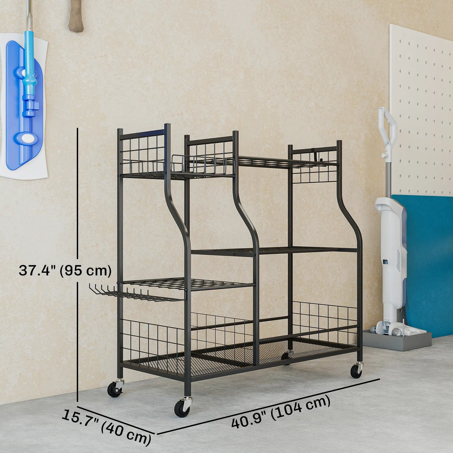 3-Tier Garden Tool Organizer, 74 Slots, 4 Wheels, 11 Hooks Garden Accessories at Gallery Canada