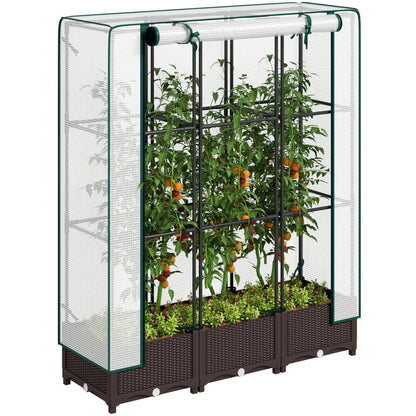 Raised Garden Bed Kit with Trellis, PE Cover, Zipper Door, 47 x 16 x 50 Inch Raised Garden Beds at Gallery Canada