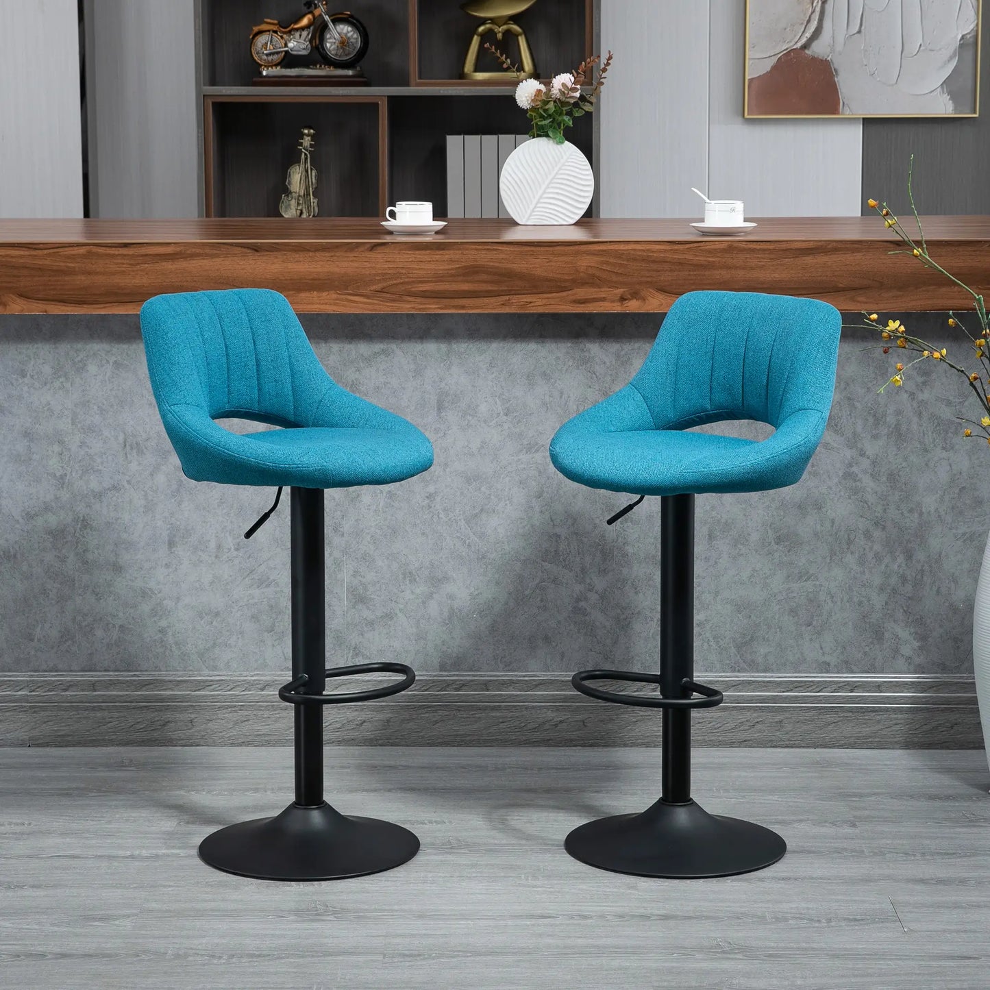Swivel Counter Height Bar Stools Set of 2, Adjustable Height, Blue Bar Stools at Gallery Canada