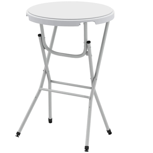 31.5" Bar Height Patio Table, Outdoor Folding Table, HDPE Top, Locking Steel Legs, White Patio Dinning Tables White, Grey at Gallery Canada