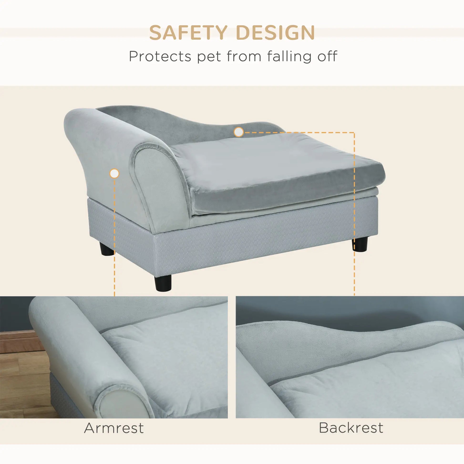 Pet Sofa Dog Couch Chaise Lounge, Small Size, Light Grey Dog Sofas at Gallery Canada