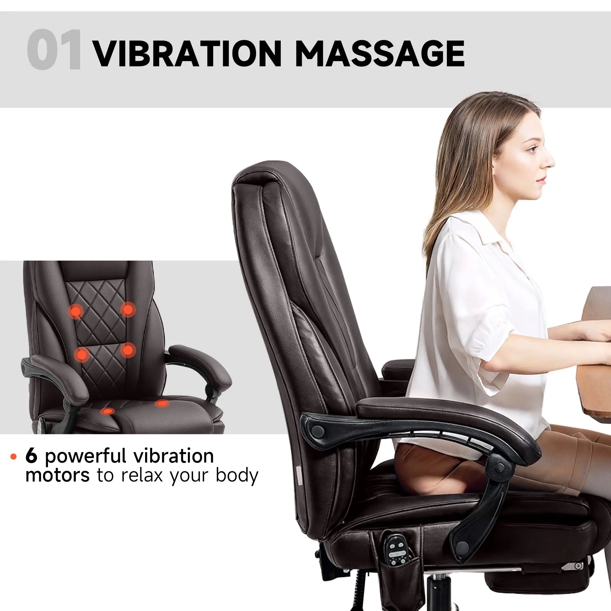 Massage Office Chair, Reclining Computer Chair, Adjustable Height, Footrest, Dark Brown Massage Chairs at Gallery Canada