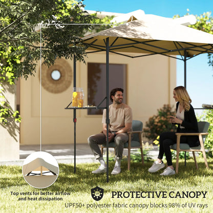 5 x 8.5 ft Pop Up Grill Gazebo, 2 Shelves, UPF 50+ Canopy, Khaki Pop Up Canopies at Gallery Canada