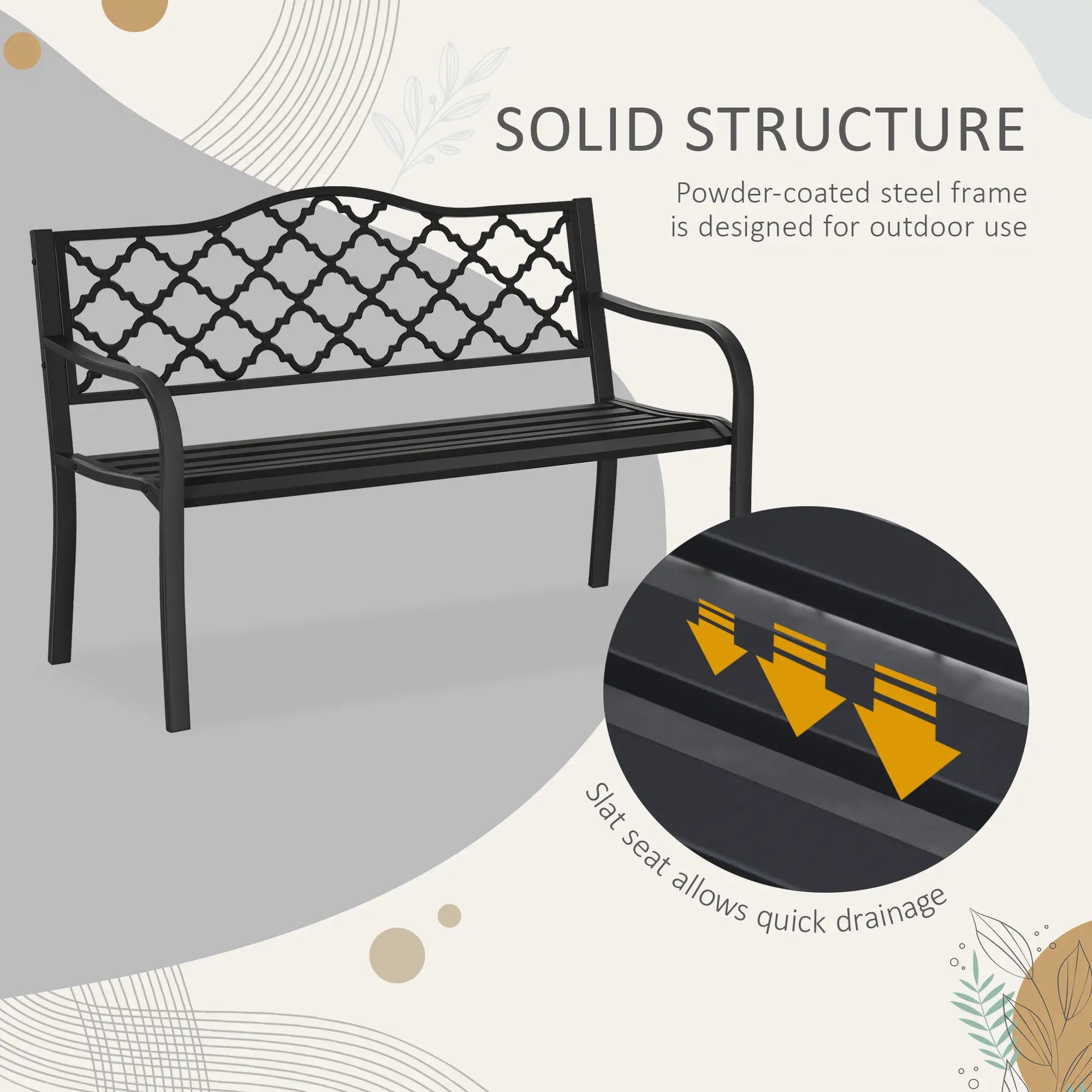 2-Seater Steel Garden Bench, Antique Outdoor Loveseat, Black Outdoor Benches at Gallery Canada