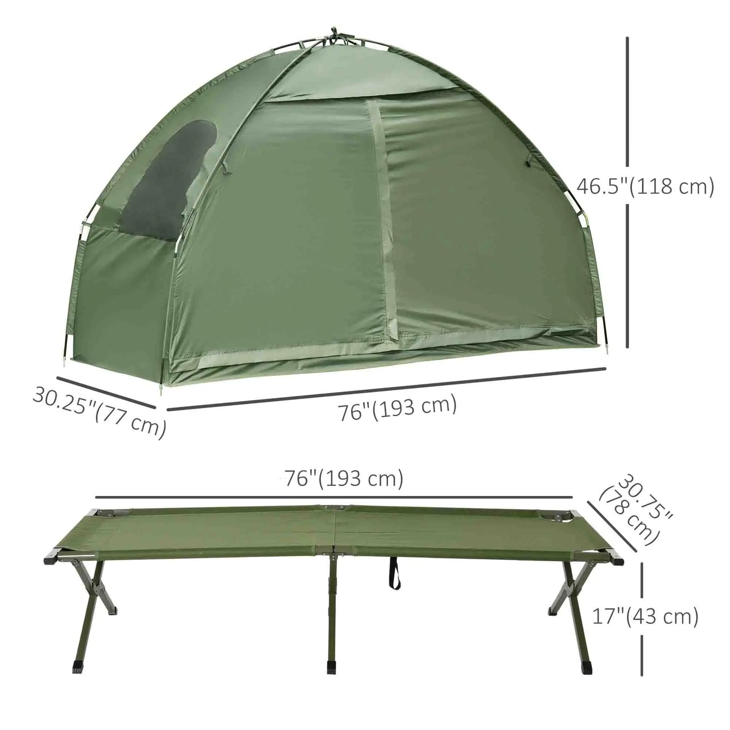 Compact Pop Up Folding Camping Cot Tent Combo, Dark Green Camping Tents at Gallery Canada