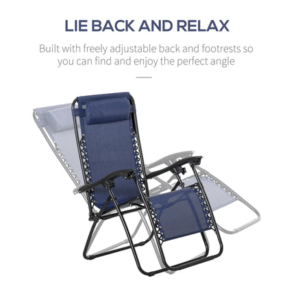 Zero Gravity Chair Set of 2, Patio Chair with Side Table, Blue Lounger Chairs at Gallery Canada