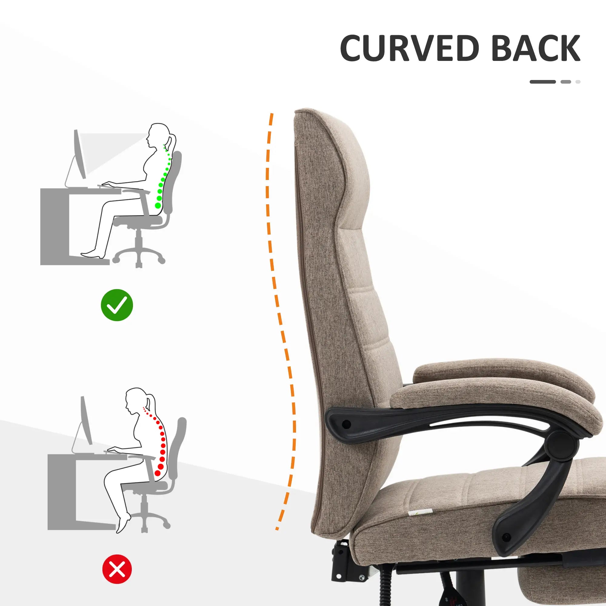 High Back Office Chair, Swivel Recliner, Adjustable Height, Footrest, Padded Armrest, Brown Task Chairs at Gallery Canada