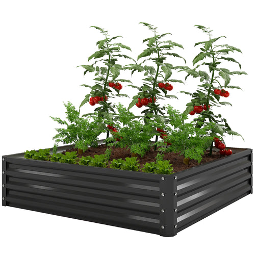 Galvanized Steel Raised Garden Bed, Black