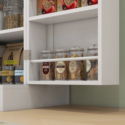 65" Kitchen Pantry Cabinet, 4 Doors, 16 Shelves, White Kitchen Pantry Cabinets at Gallery Canada