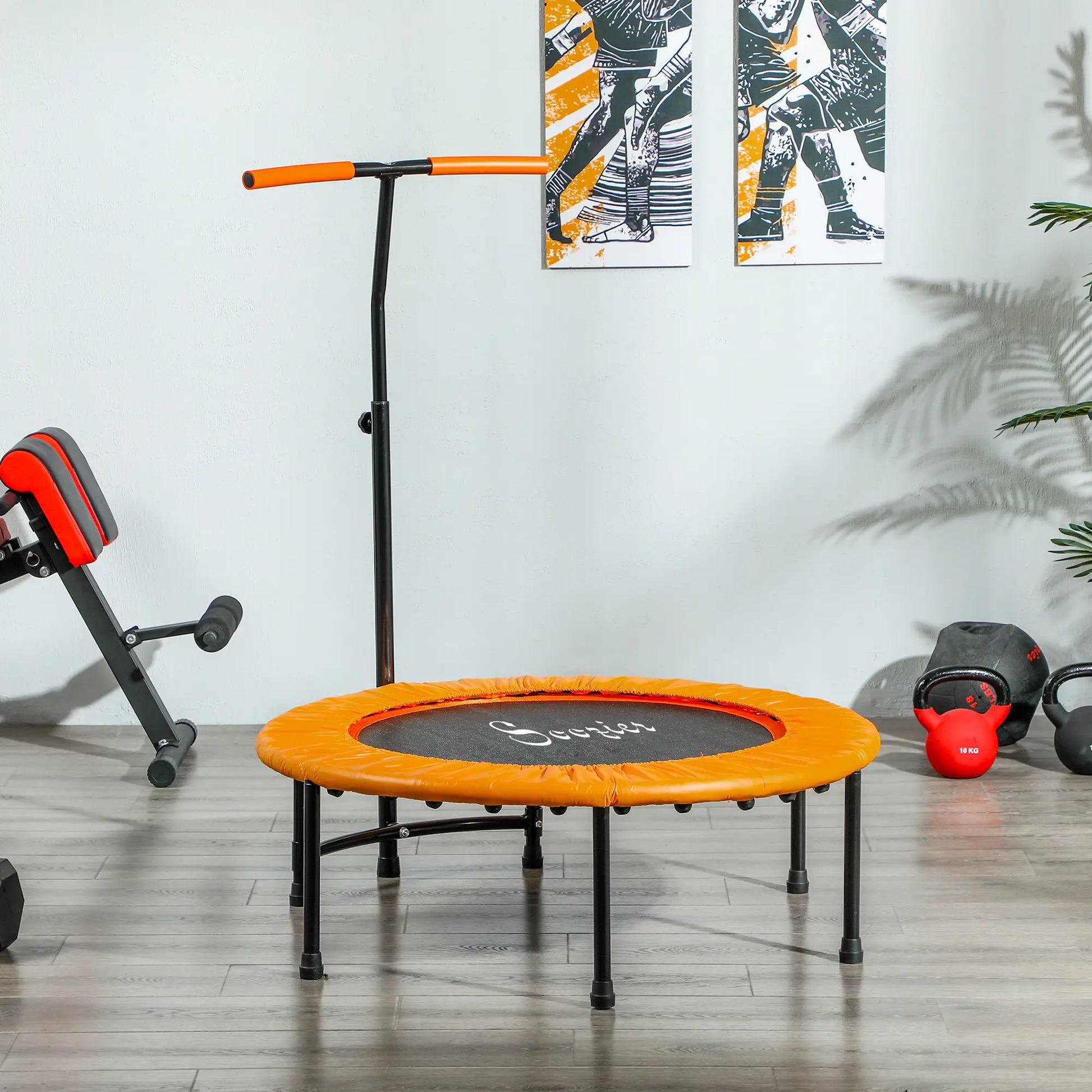 39" Mini Exercise Trampoline, Adjustable T-Bar, Orange Trampolines at Gallery Canada