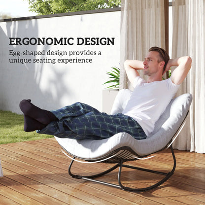 Oversized Rattan Egg Chair, Outdoor Rocking Chair with Cushion, Dark Grey Patio Chairs at Gallery Canada
