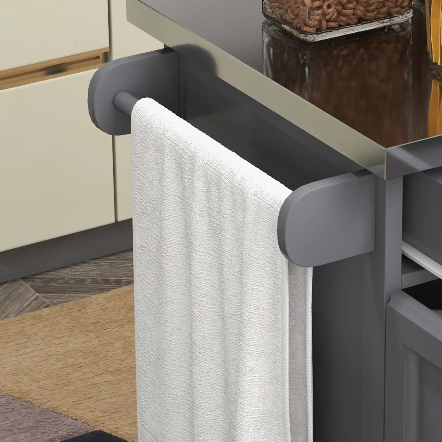 Kitchen Island, Stainless Steel Top, Rolling Cart with Drawer, Grey Kitchen Islands & Kitchen Carts at Gallery Canada