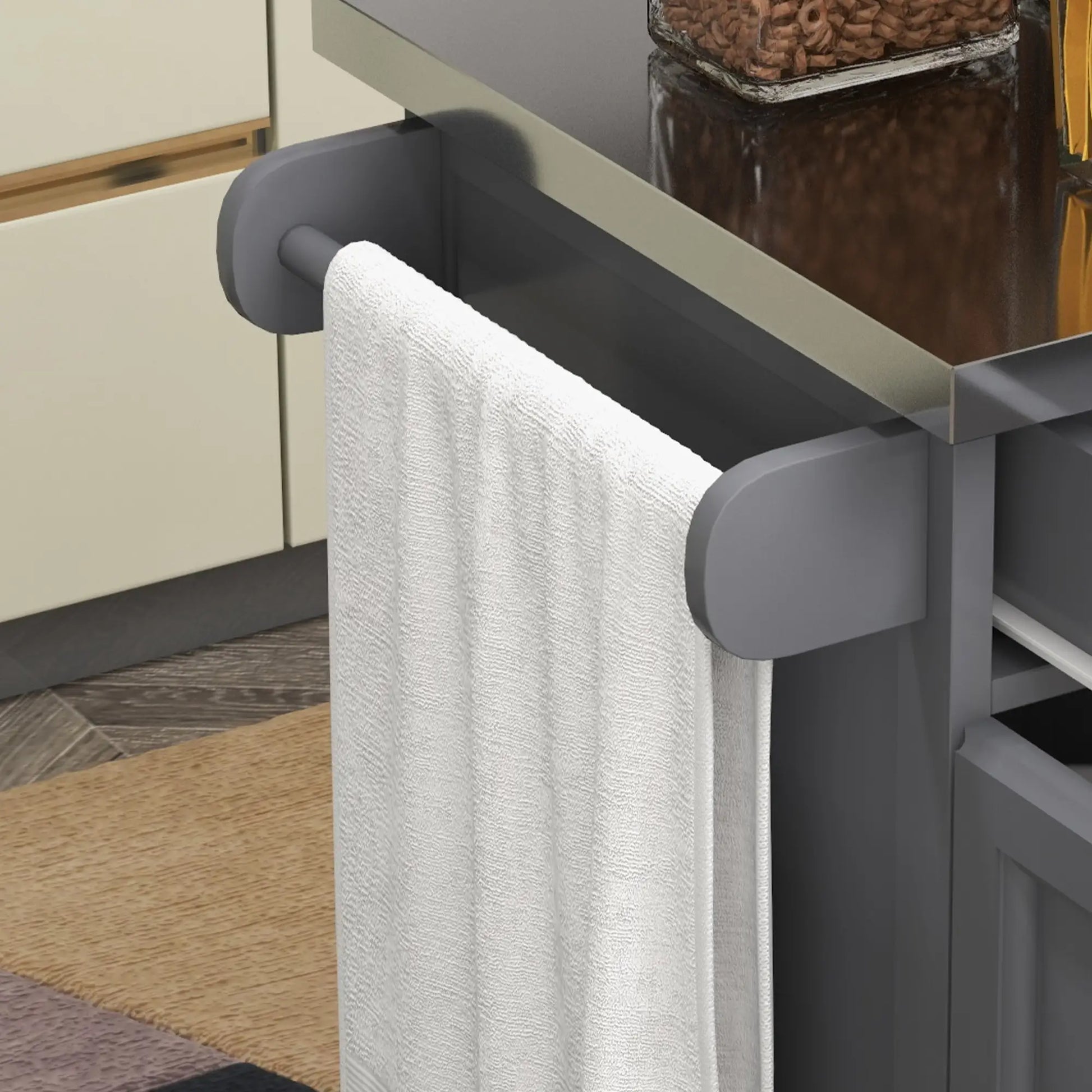 Kitchen Island, Stainless Steel Top, Rolling Cart with Drawer, Grey Kitchen Islands & Kitchen Carts at Gallery Canada