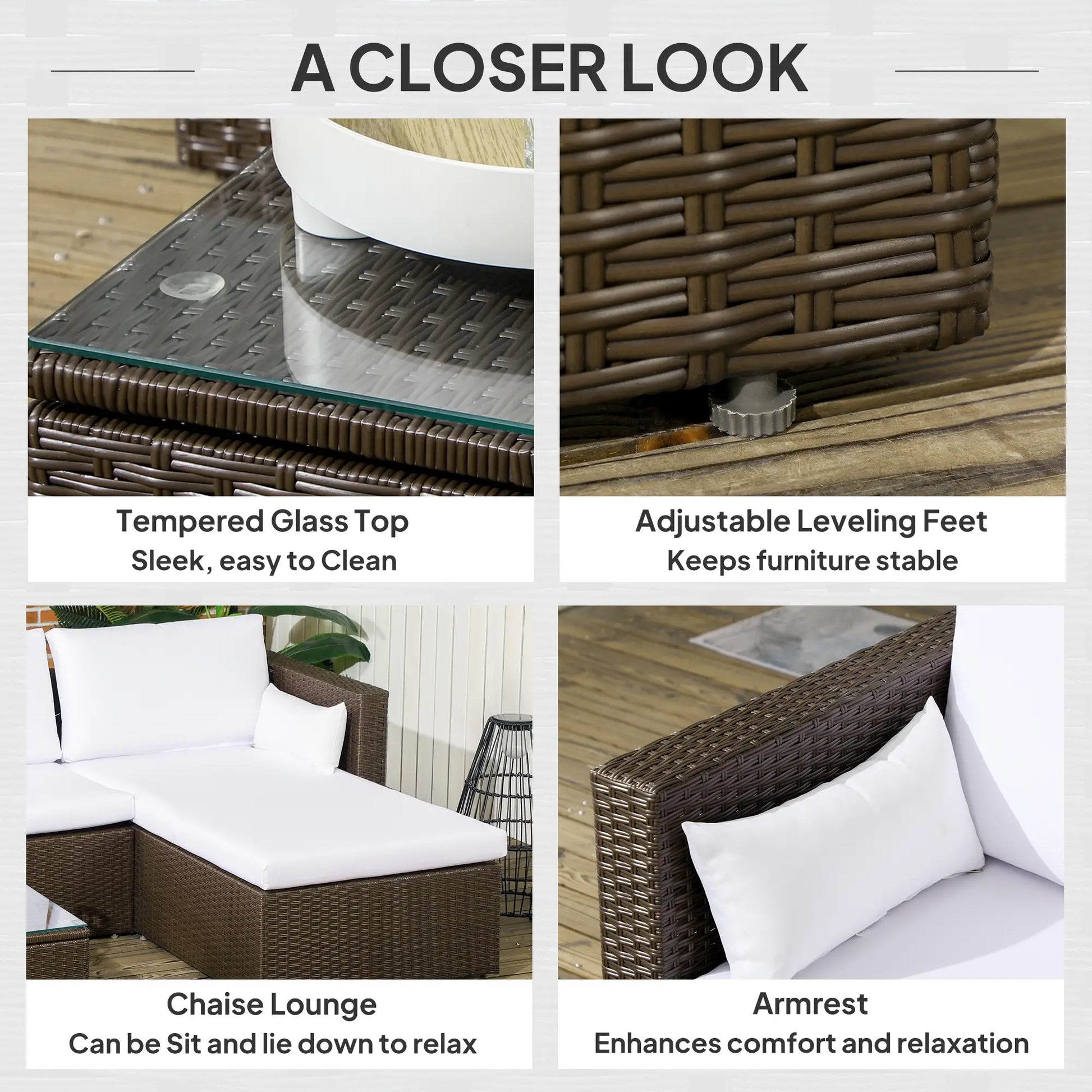 Modern Rattan Sofa Set, 3pcs, Wicker Patio Furniture with Coffee Table Patio Furniture Sets at Gallery Canada