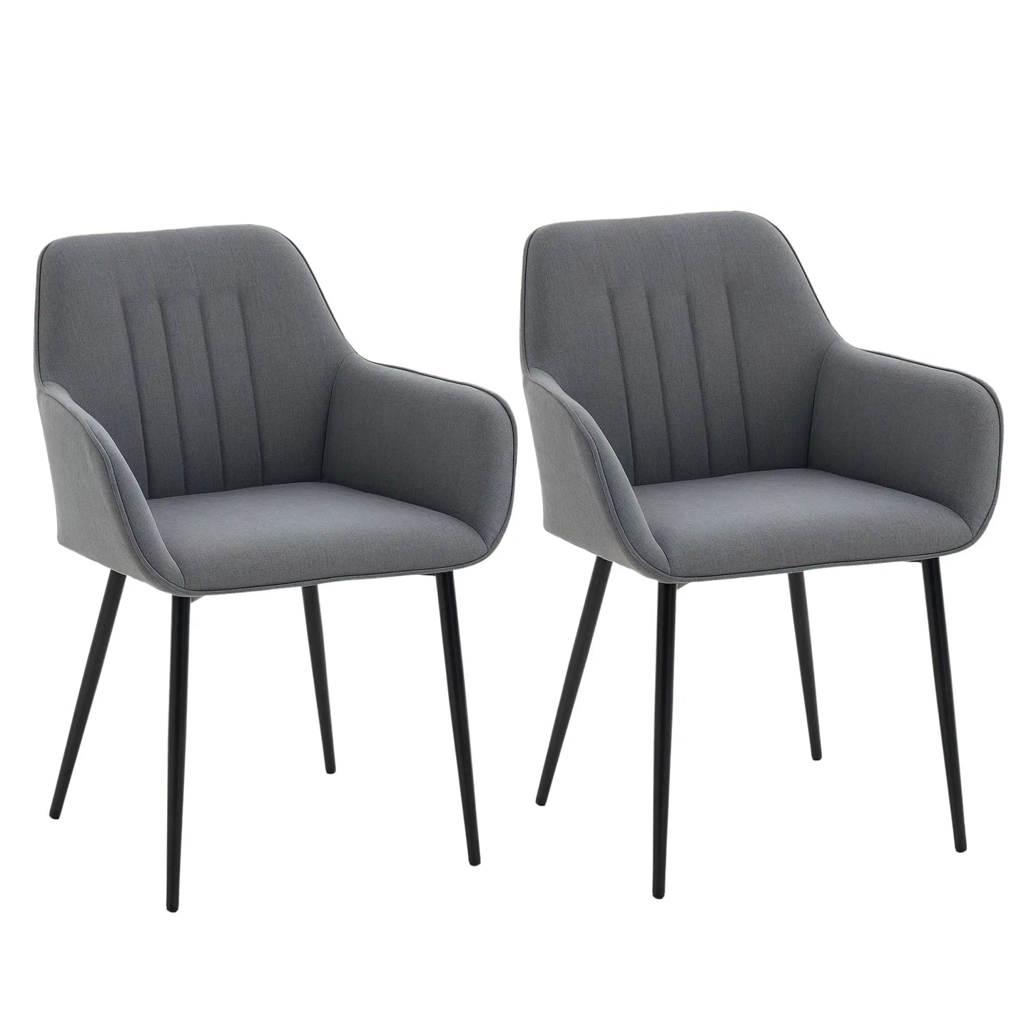 Dining Chairs Set of 2, Linen Upholstery, Metal Legs, Dark Grey Bar Stools Dark Grey at Gallery Canada