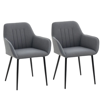 Dining Chairs Set of 2, Linen Upholstery, Metal Legs, Dark Grey Bar Stools Dark Grey at Gallery Canada