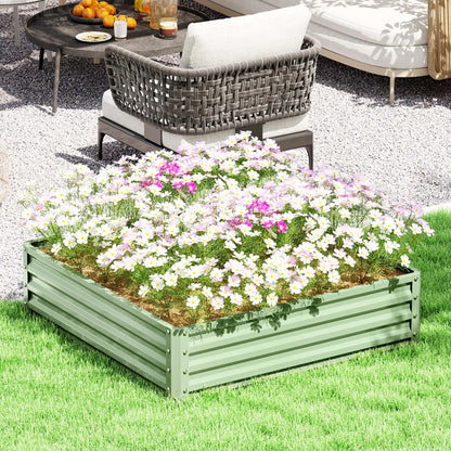 4' X 4' X 1' Raised Garden Bed, Galvanized Steel Planter, Light Green, Light Green Galvanized Planter Boxes at Gallery Canada
