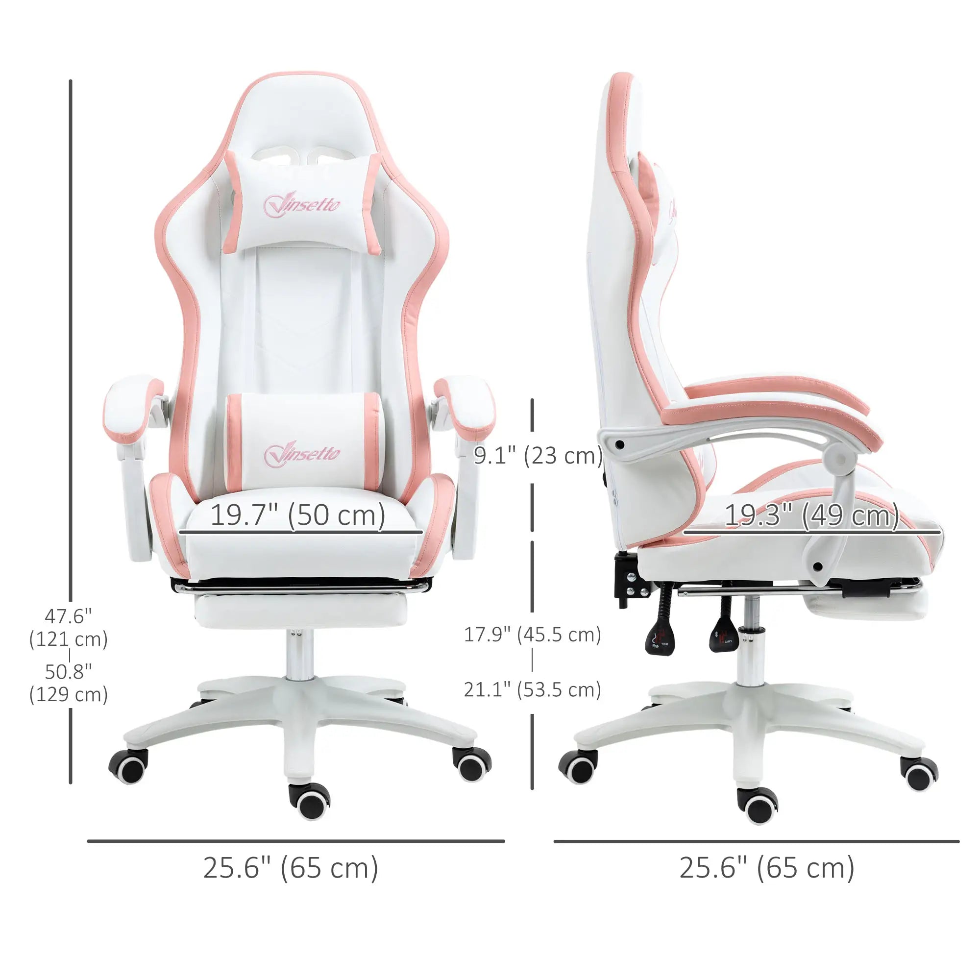 Computer Gaming Chair, PU Leather, 135° Reclining Back, White Video Game Chairs at Gallery Canada