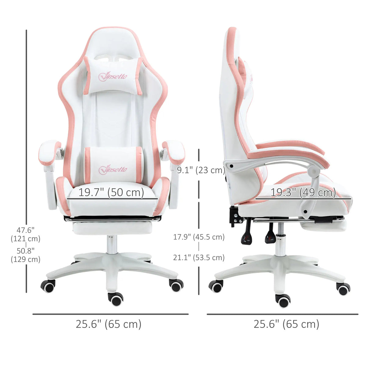 Computer Gaming Chair, PU Leather, 135° Reclining Back, White Video Game Chairs at Gallery Canada