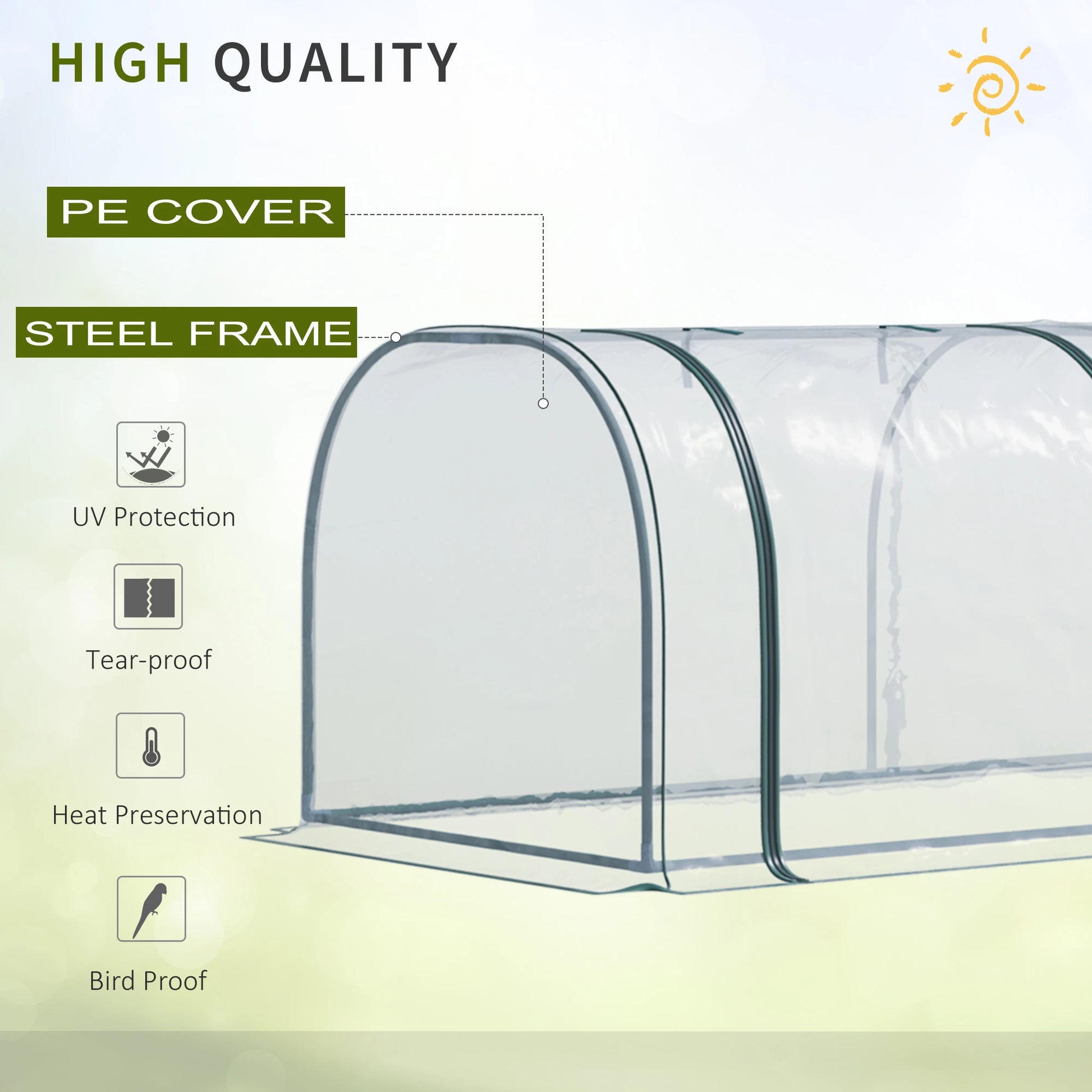 138"x39"x32" Transparent PVC Mini Tunnel Greenhouse, Steel Frame, Zipped Doors Mini Greenhouses at Gallery Canada