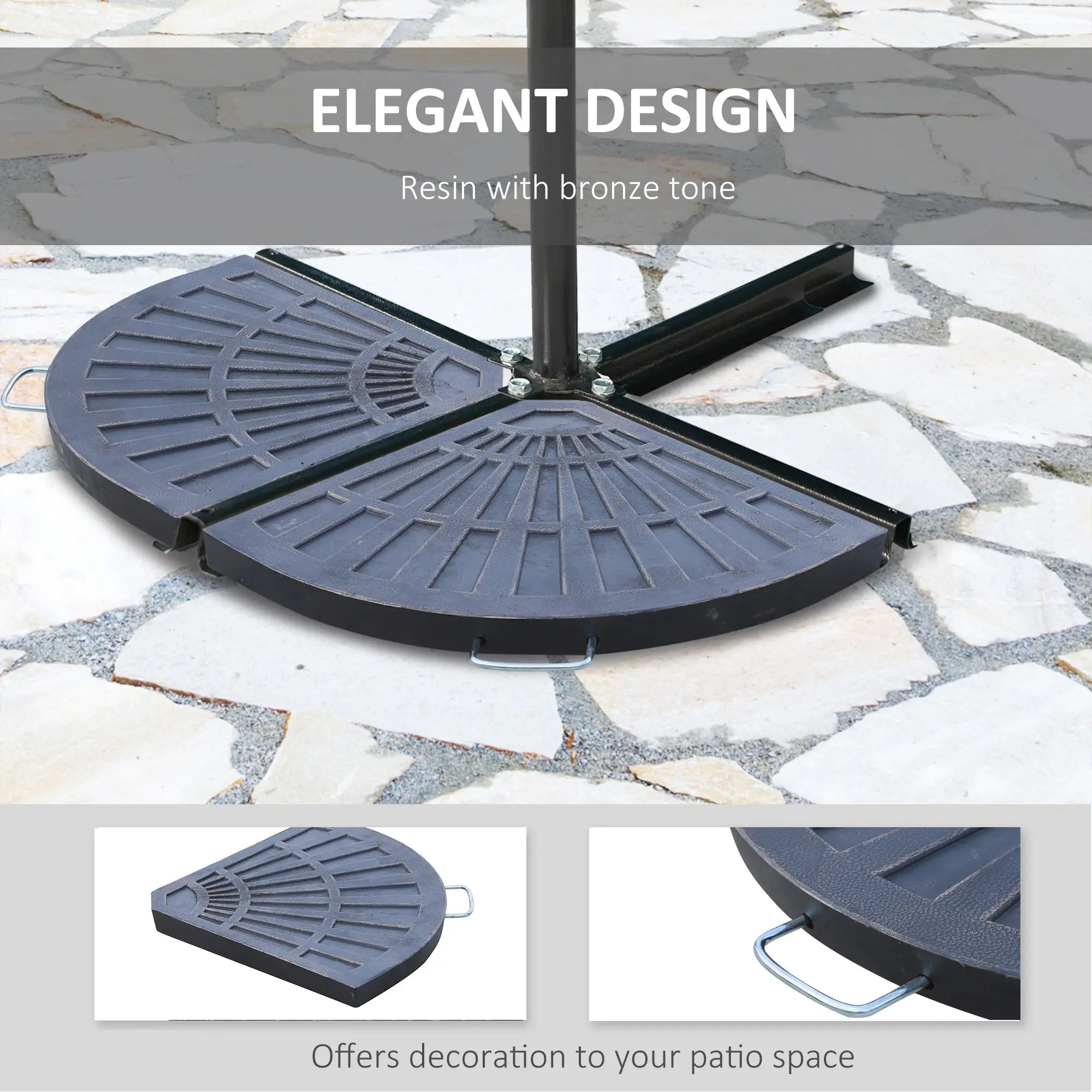 2pc Portable Umbrella Base Weights 61.6lbs, Resin, Flabelliform, Bronze Umbrella Bases at Gallery Canada