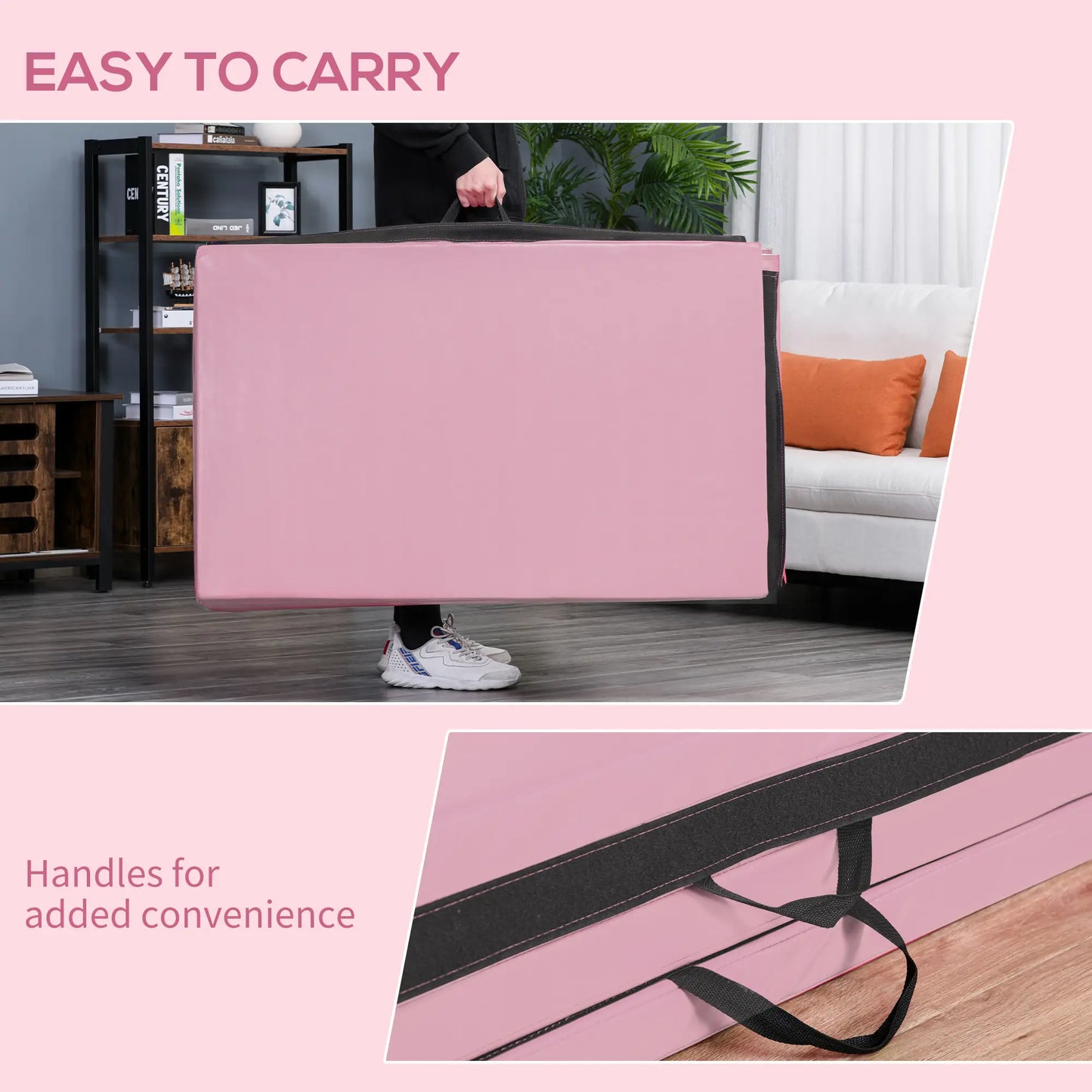 4'x8'x2" Folding Gymnastics Mat, Exercise Mat with Handles, Pink Gymnastics Mats at Gallery Canada