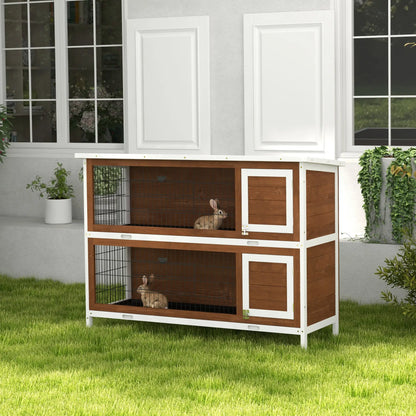 2 Tier Wooden Rabbit Hutch, Bunny Pet House, Brown Rabbit Hutch at Gallery Canada
