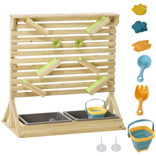 18 Pcs Kids Water, Sand Playset, Wooden Sensory Toys, Age 3-7 Sandboxes & Accessories Natural at Gallery Canada
