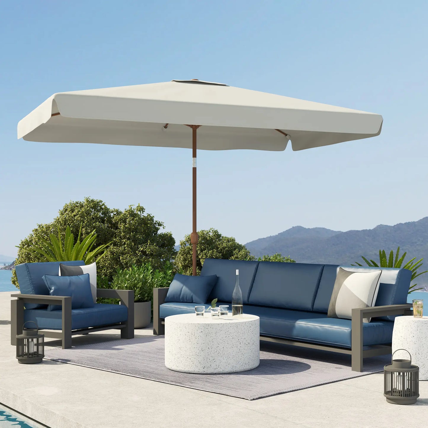 Patio Umbrella 118.1" x 78.7", UV50+ Protection, White Sun Umbrellas at Gallery Canada