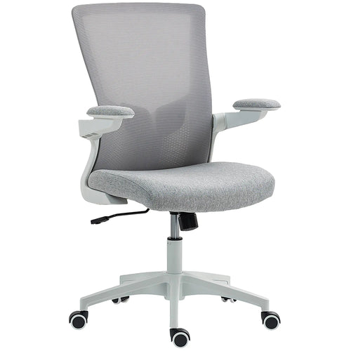 Ergonomic Office Chair, Adjustable Lumbar Support, Flip-Up Armrests, Grey