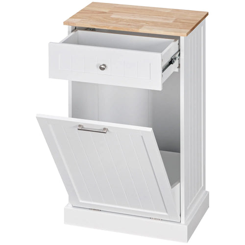 Kitchen Tilt Out Trash Bin Cabinet, Free Standing, White