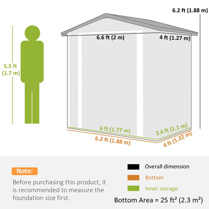 6.5' x 4' Outdoor Storage Shed, Metal Garden Shed, Silver-White Sheds at Gallery Canada