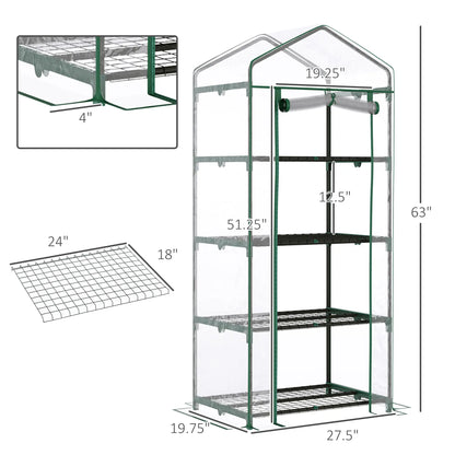 28" x 20" x 63" Portable Greenhouse, 4 Tier Shelves, Steel Frame, PVC Cover, Transparent Portable Greenhouses at Gallery Canada