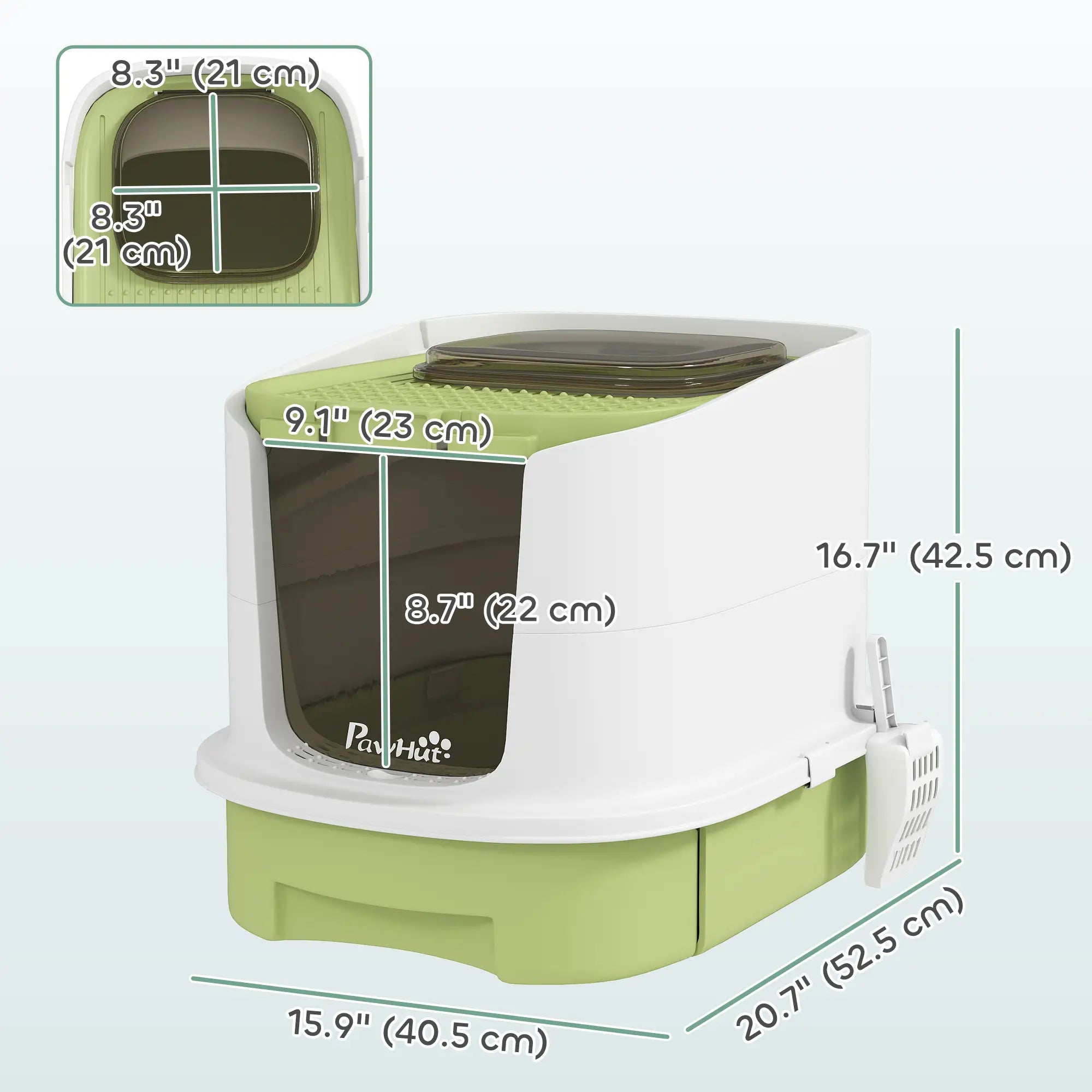 Enclosed Cat Litter Box With Lid, Scoop, Top Entry, Deodorization Bags, Drawer Type, Green Cat Litter Box Enclosures at Gallery Canada