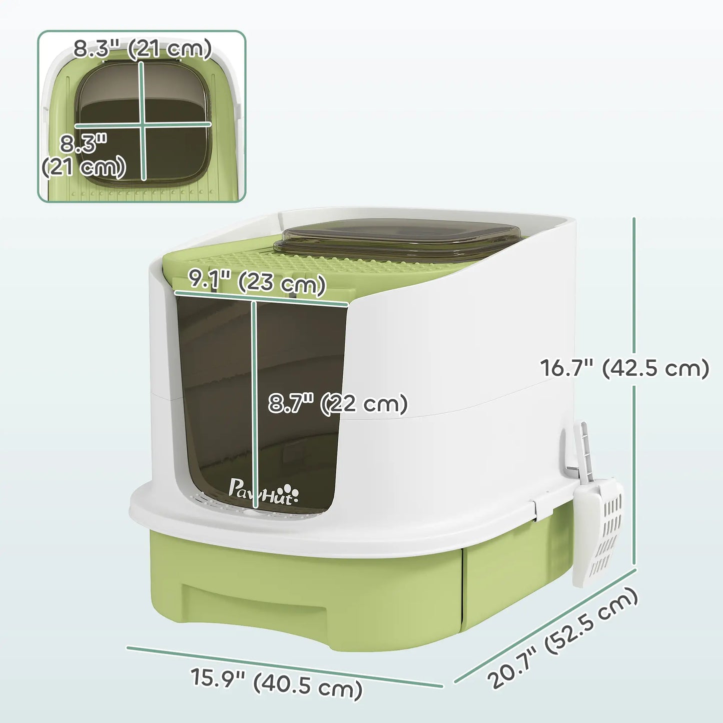 Enclosed Cat Litter Box With Lid, Scoop, Top Entry, Deodorization Bags, Drawer Type, Green Cat Litter Box Enclosures at Gallery Canada
