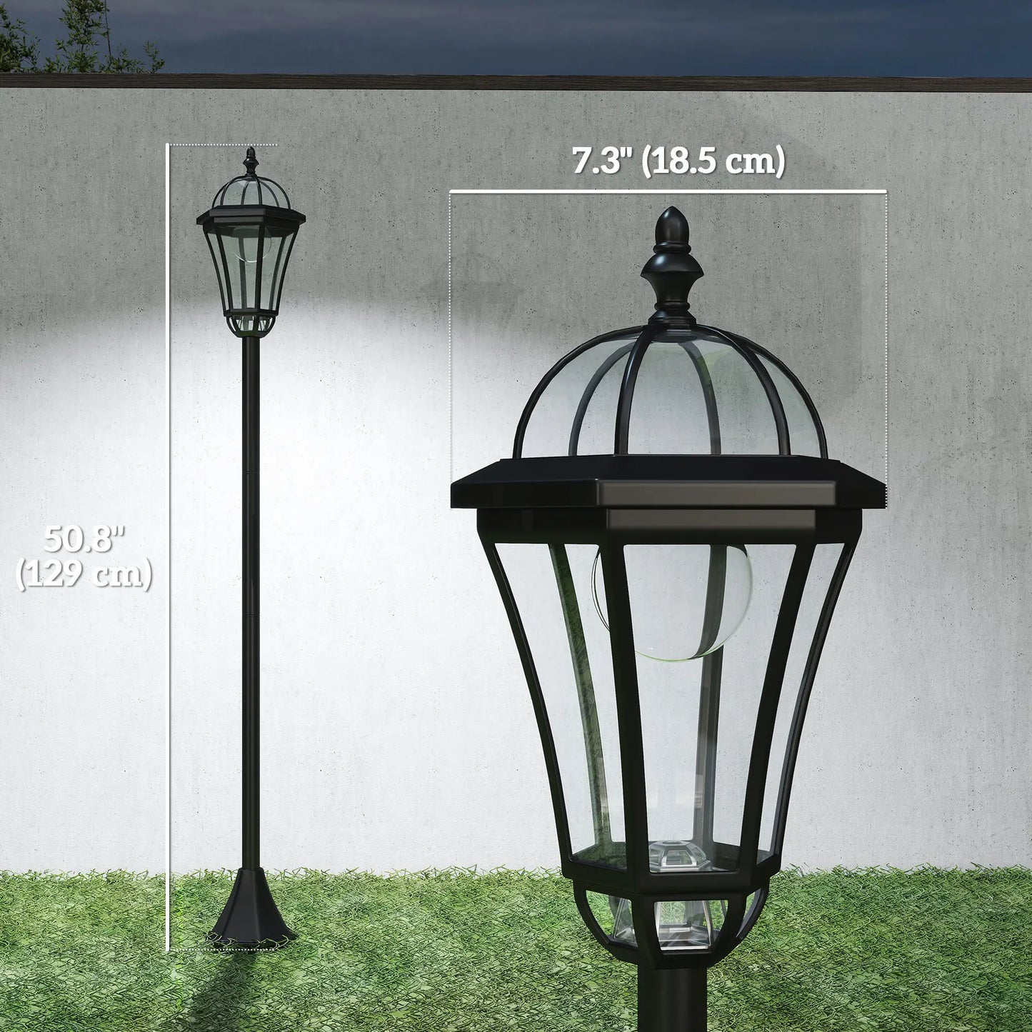 2 Piece LED Solar Garden Lights, Auto Switch, Water-Resist, 6 Hours, Black Solar Post Lamps at Gallery Canada